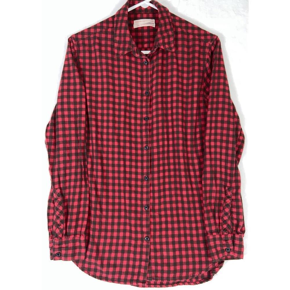 Urban Outfitters Shirt Mens Small Red Black Plaid Flannel Long Sleeve Button Up
